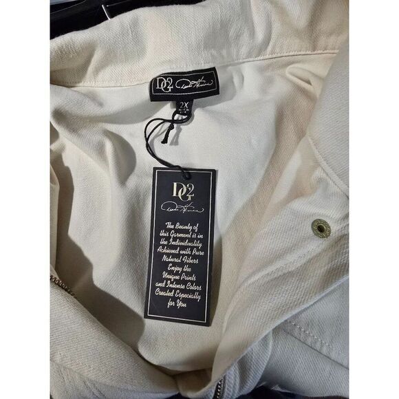 D & G 2X Beige Cotton Jacket With Drawstring Waist & Snap Pockets boho - Picture 6 of 9